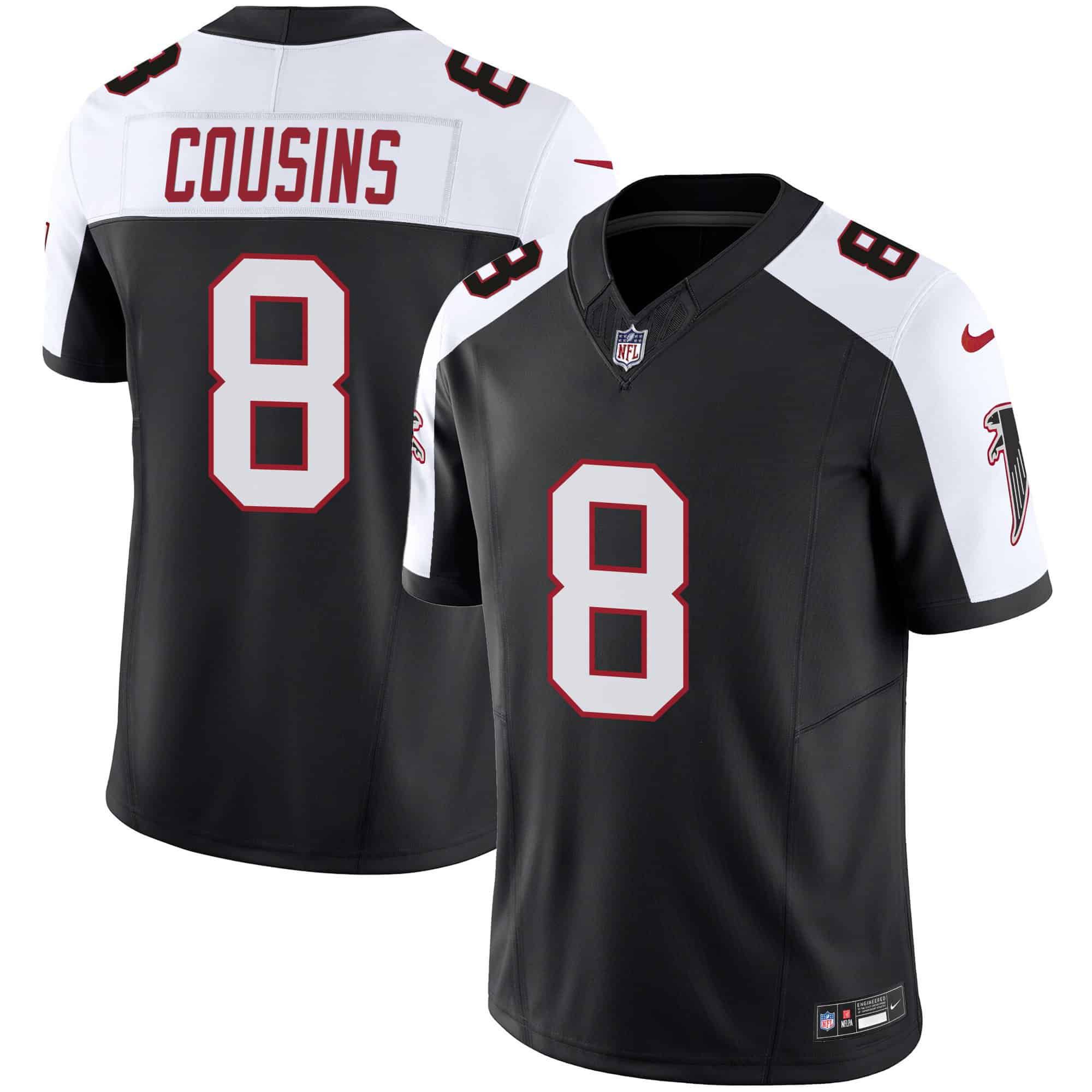 Men Atlanta Falcons #8 Cousins Black 2024 Nike Vapor Limited NFL Jersey